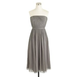 NWT J. Crew Mindy silk chiffon dress charcoal grey